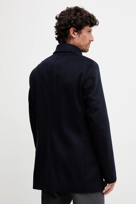 BOSS palton din amestec de casmir culoarea bleumarin, 50551081