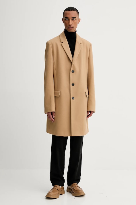 Plašč z volno HUGO Migor2541 zelena barva, 50546528