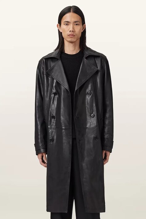 AllSaints trencz skórzany KELLETT kolor czarny M026LD