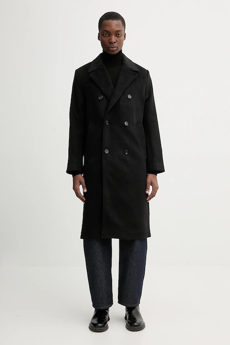 Παλτό με προσθήκη μαλλιού Abercrombie & Fitch χρώμα: μαύρο, KI132-5187-900