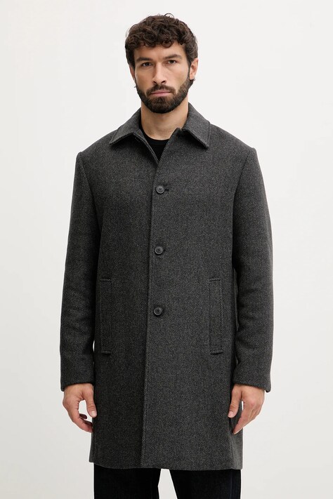 United Colors of Benetton haină cu lână culoarea gri, 2C4VUN06U