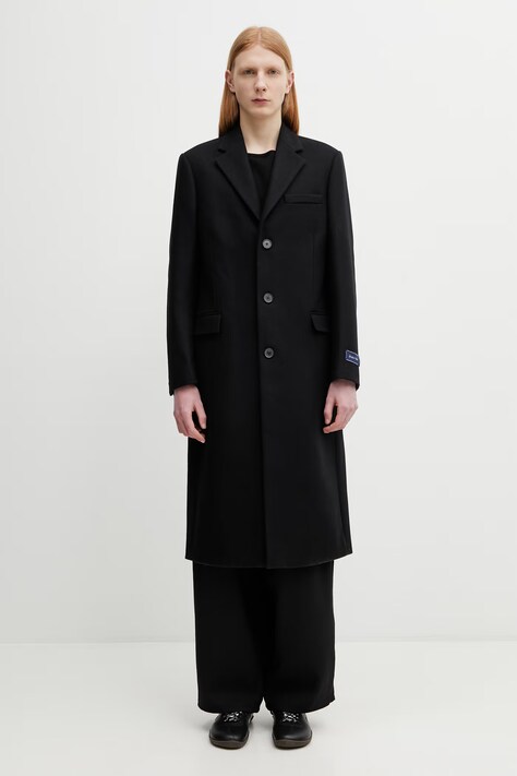 Палто с вълна Sporty & Rich Signature Logo Wool в черно  OW04962326BA01