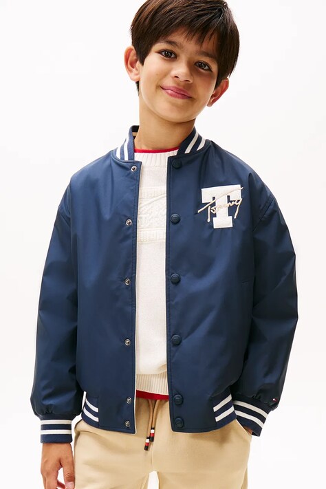 Tommy Hilfiger kurtka bomber dwustronna dziecięca kolor granatowy KB0KB09740