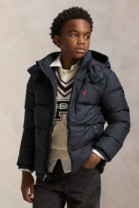 Polo Ralph Lauren geacă de puf pentru copii culoarea negru, 323969861001