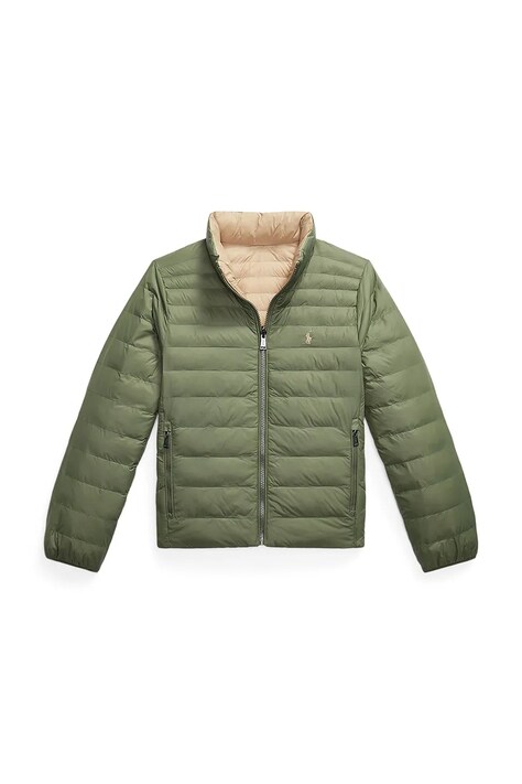 Dětská oboustranná bunda Polo Ralph Lauren zelená barva, 323973753001