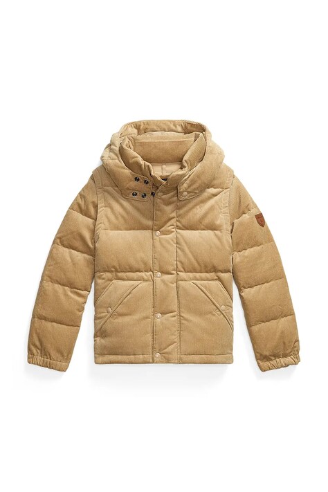 Παιδικό βαμβακερό μπουφάν Polo Ralph Lauren χρώμα: μπεζ, 323978448003