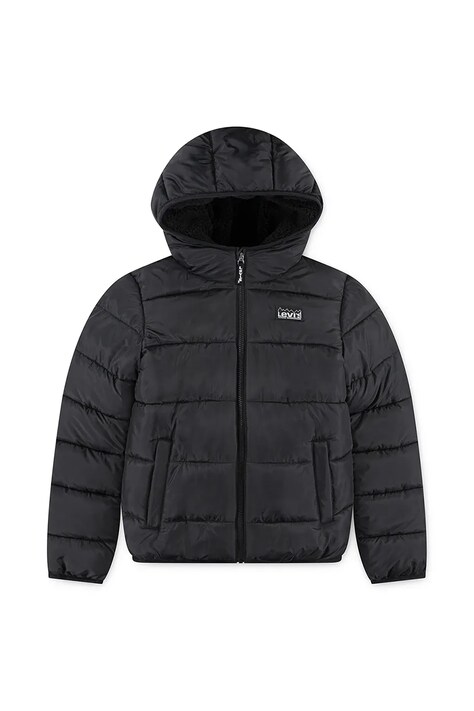 Levi's kurtka dziecięca SHERPA LINED MDWT PUFFER kolor czarny 8EN628