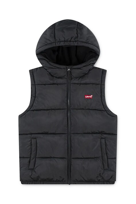 Detská vesta Levi's BATWING DIRECT EMB PUFFER čierna farba, 8EN916