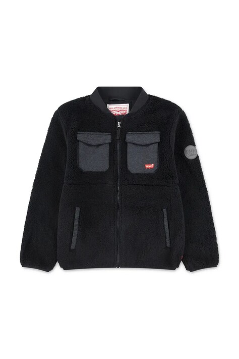 Otroška jakna Levi's UTILITY PKT SHERPA JKT črna barva, 9EN627