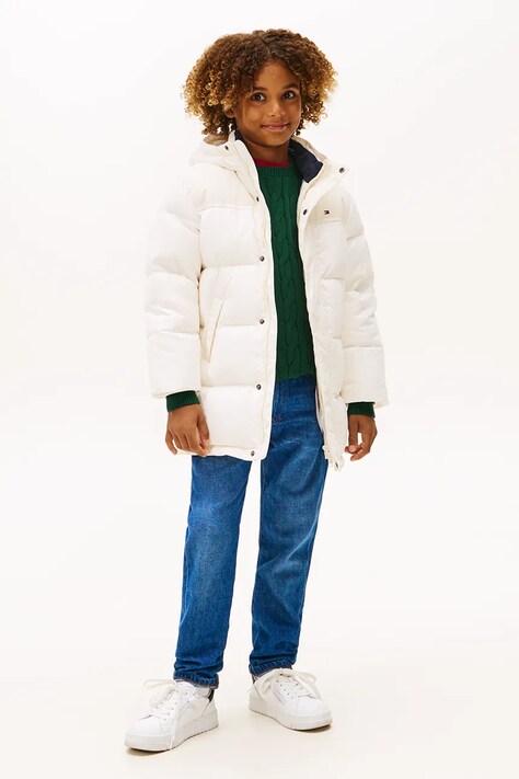 Tommy Hilfiger kurtka dziecięca kolor beżowy KB0KB10114