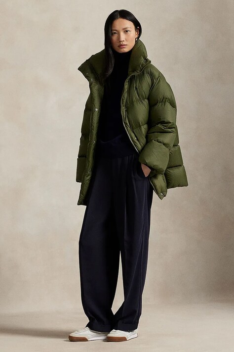 Péřová bunda Polo Ralph Lauren zelená barva, zimní, 211971186