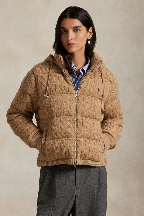Вовняна куртка Polo Ralph Lauren колір бежевий зимова oversize 211A92614