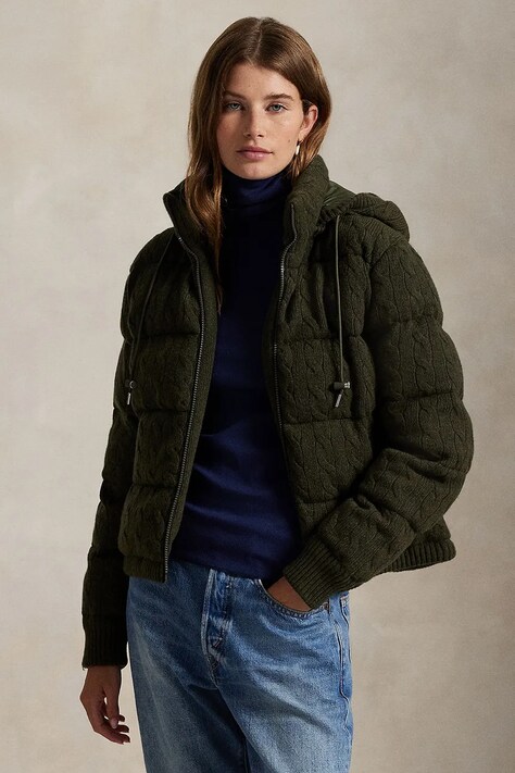 Вовняна куртка Polo Ralph Lauren колір зелений зимова oversize 211A92614