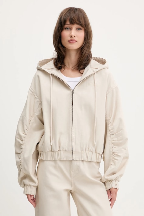 Rotate geacă de bumbac culoarea bej, de tranzitie, oversize, 1142831763