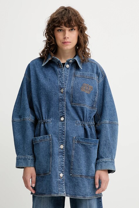 MUNTHE kurtka jeansowa PRICKLY kolor niebieski przejściowa oversize 252150725204
