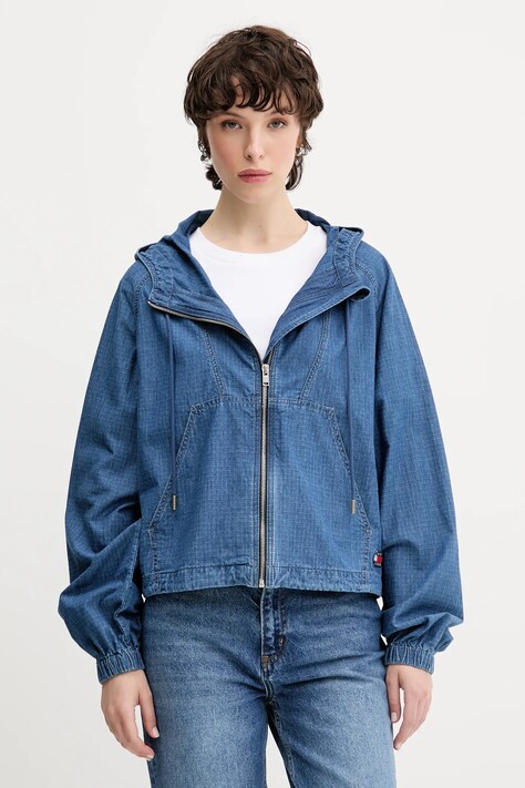 Tommy Jeans kurtka bawełniana kolor granatowy przejściowa oversize DW0DW21064
