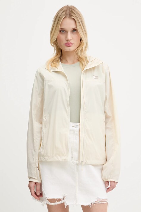 Bunda Tommy Jeans béžová barva, přechodná, DW0DW21188