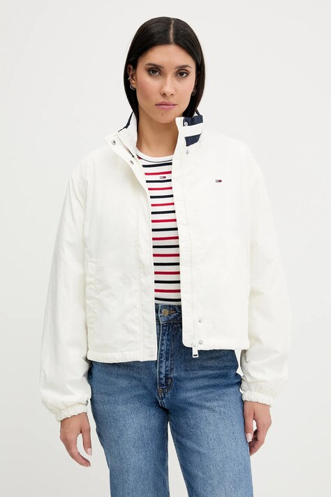 Tommy Jeans kurtka kolor beżowy przejściowa oversize DW0DW21436