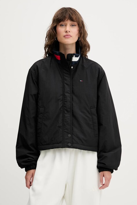 Tommy Jeans geacă culoarea negru, de tranziție, oversize, DW0DW21436