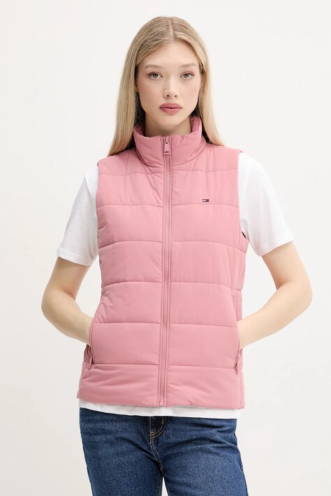 Tommy Jeans vestă culoarea roz, de tranziție, DW0DW21409
