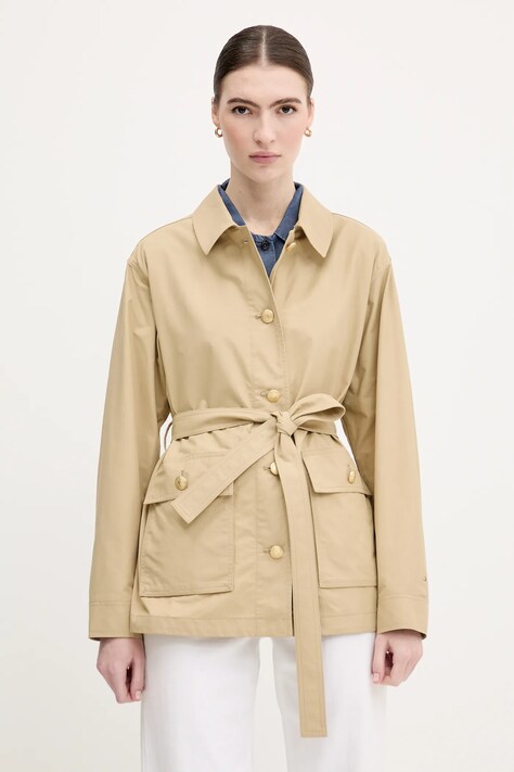 Bunda Tommy Hilfiger zelená farba, prechodná, WW0WW45620