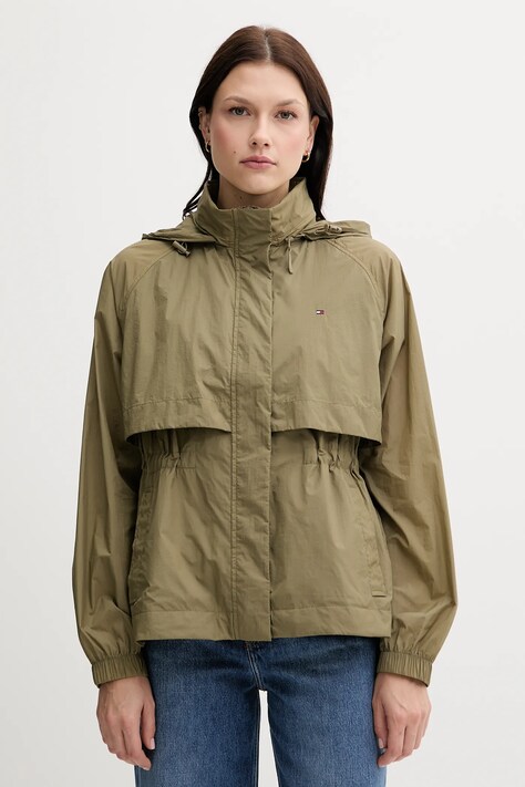 Bunda Tommy Hilfiger zelená barva, přechodná, WW0WW46444