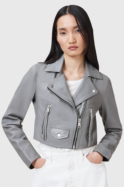 AllSaints giacca in pelle ELORA colore grigio  W069LC