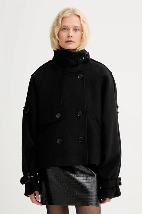 Пальто с шерстью Gestuz цвет чёрный 10910324