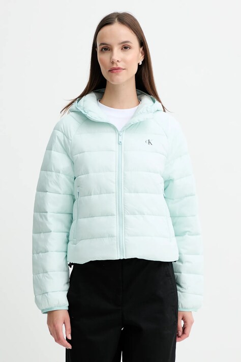 Calvin Klein Jeans kurtka kolor turkusowy przejściowa LV047C510G