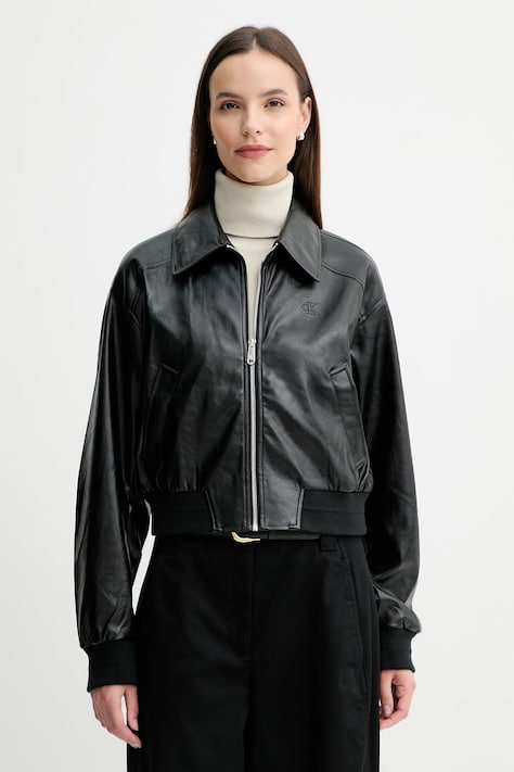 Calvin Klein Jeans rövid kabát fekete, átmeneti, LV047C518G