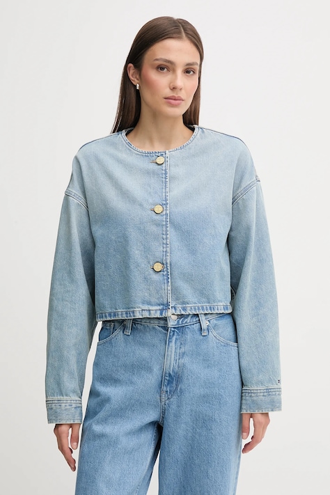Tommy Hilfiger kurtka jeansowa kolor niebieski przejściowa WW0WW46740