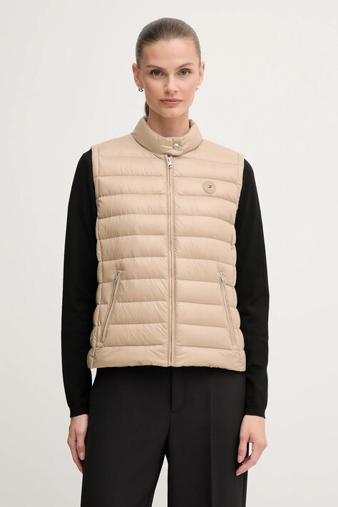 Tommy Hilfiger bezrękawnik puchowy kolor beżowy przejściowy WW0WW45499
