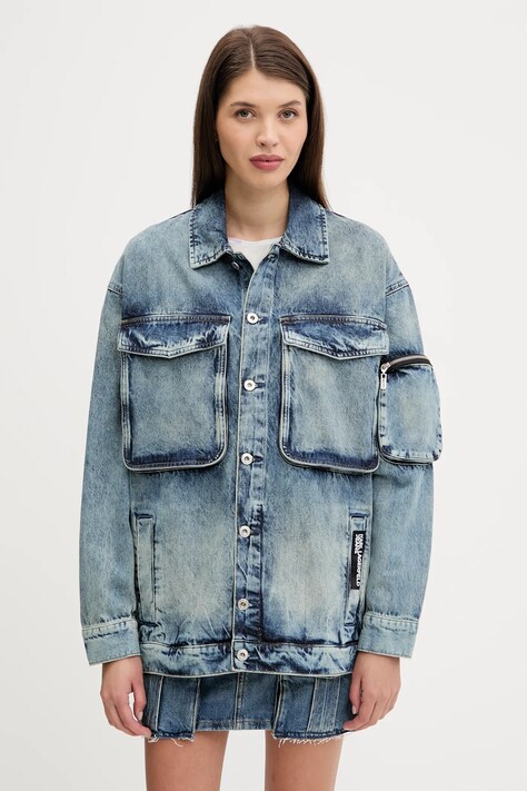 Дънково яке Karl Lagerfeld Jeans в синьо преходен модел с уголемена кройка A3W14011
