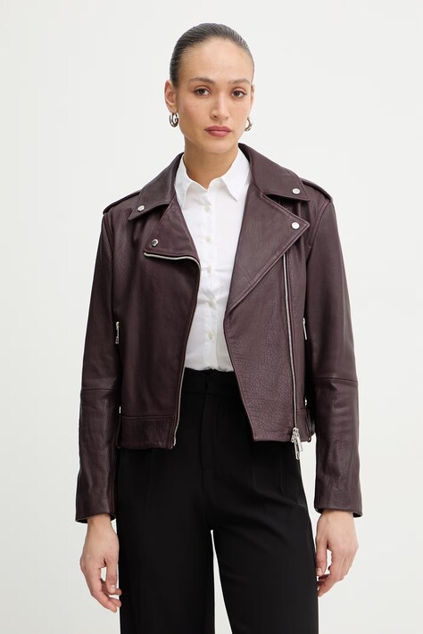 BOSS Orange ramoneska skórzana C Sandy kolor fioletowy przejściowa 50541769