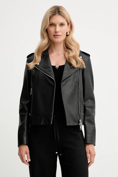 Δερμάτινo jacket BOSS Orange χρώμα: μαύρο, 50541769