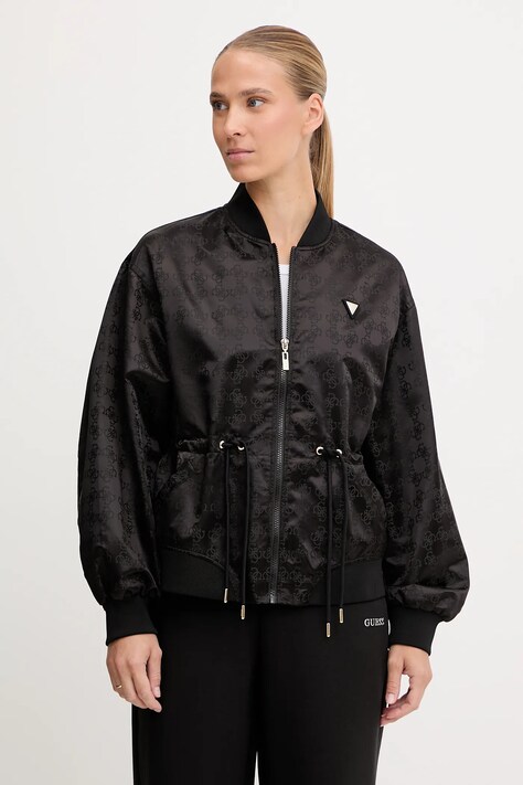 Guess kurtka bomber AOP kolor czarny przejściowa oversize V5YL11 WHFU0