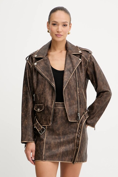 Guess ramoneska CHARLENE kolor brązowy przejściowa oversize W5YL04 WHDI0