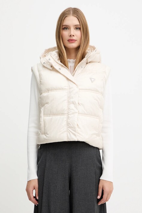Guess vestă ERNESTINE culoarea bej, de iarnă, W5YL11 WHDO2