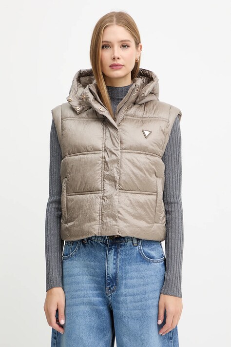 Guess vestă ERNESTINE culoarea bej, de iarnă, W5YL11 WHDO2
