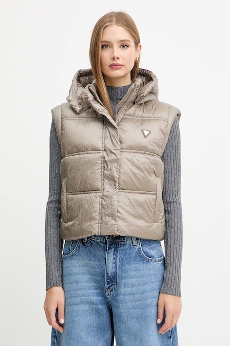 Guess vestă ERNESTINE culoarea bej, de iarnă, W5YL11 WHDO2
