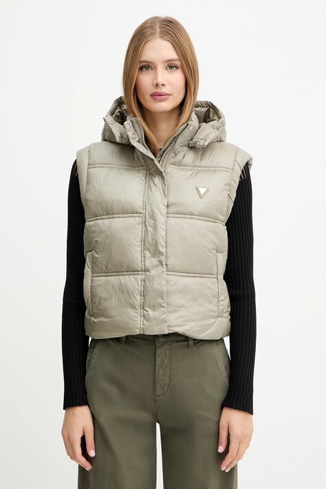 Guess vestă ERNESTINE culoarea verde, de iarnă, W5YL11 WHDO2