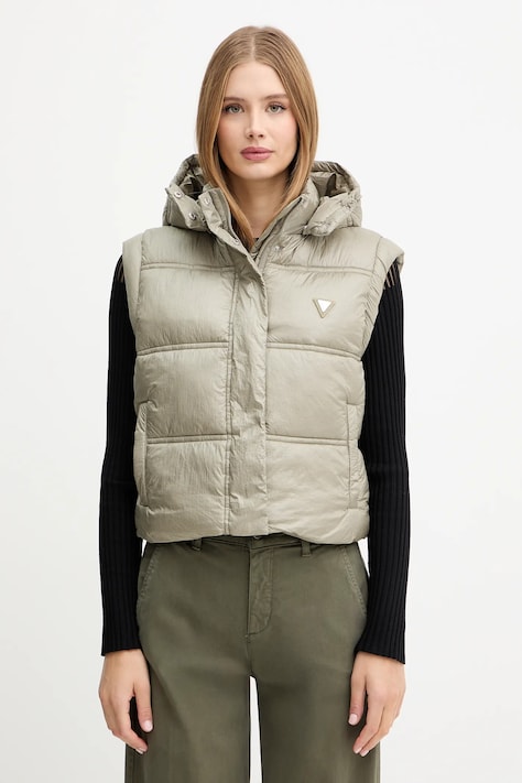 Guess vestă ERNESTINE culoarea verde, de iarnă, W5YL11 WHDO2