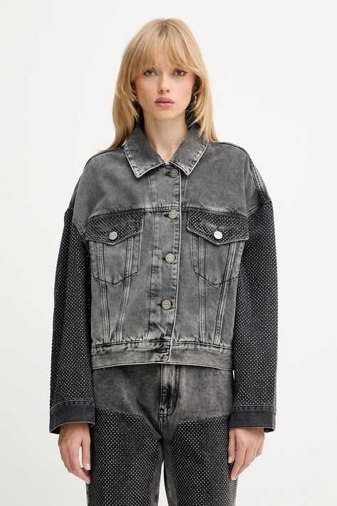 Pinko kurtka jeansowa kolor szary 104644 A2W4