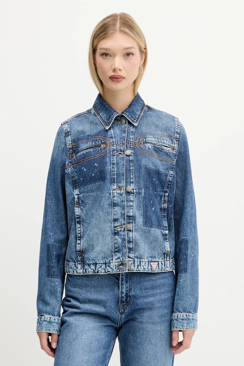 Guess Originals kurtka jeansowa HARRINGTON kolor niebieski przejściowa W5YN69 D5R01
