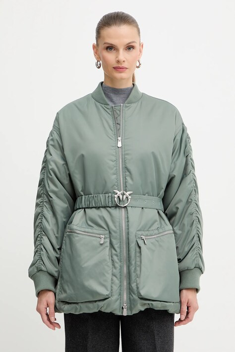 Куртка Pinko колір зелений демісезонна oversize 105340 A2OL