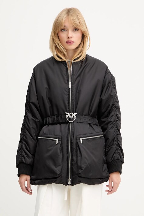 Pinko kurtka kolor czarny przejściowa oversize 105340 A2OL