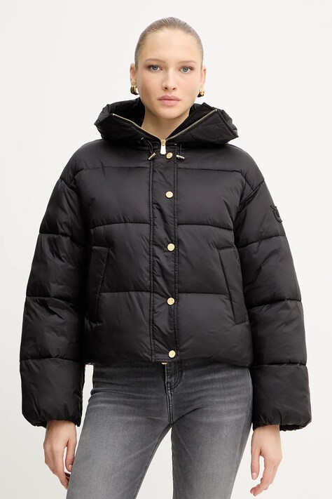 Pinko geacă culoarea negru, de iarnă, oversize, 105656 A2TF