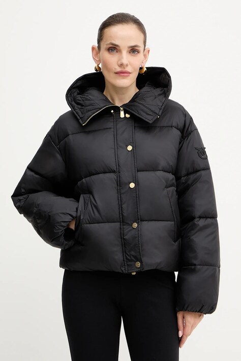 Pinko geacă culoarea negru, de iarnă, oversize, 105656 A2TF