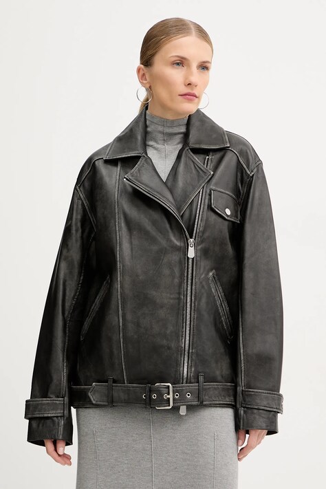 Δερμάτινo jacket Pinko χρώμα: μαύρο, 105369 A23U