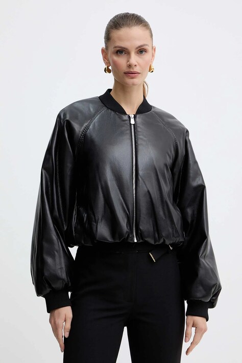 Pinko kurtka bomber kolor czarny zimowa 105372 A2P4